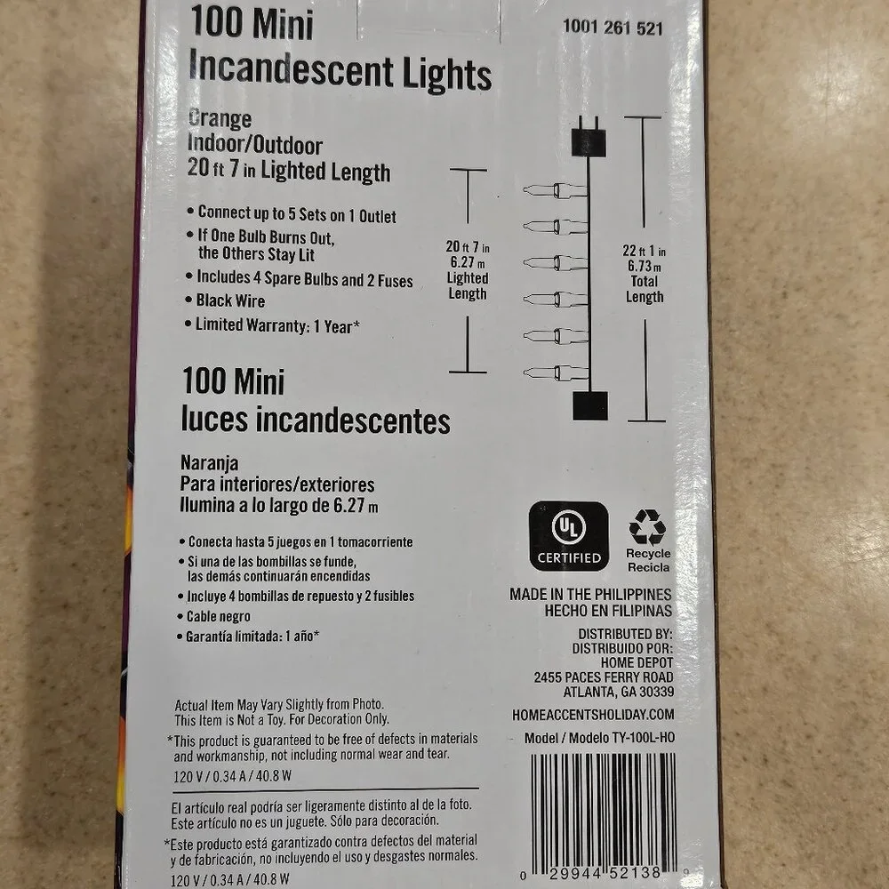 RARE HOME ACCENTS HOLIDAY 100 MINI ORANGE INCANDESCENT HALLOWEEN LIGHTS